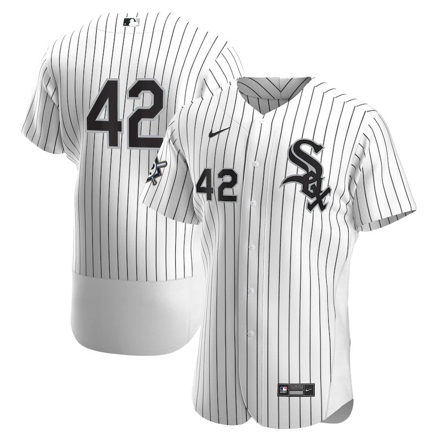 Mens Chicago White Sox 42 Nike White Black Home Jackie Robinson Day Authentic MLB Jerseys